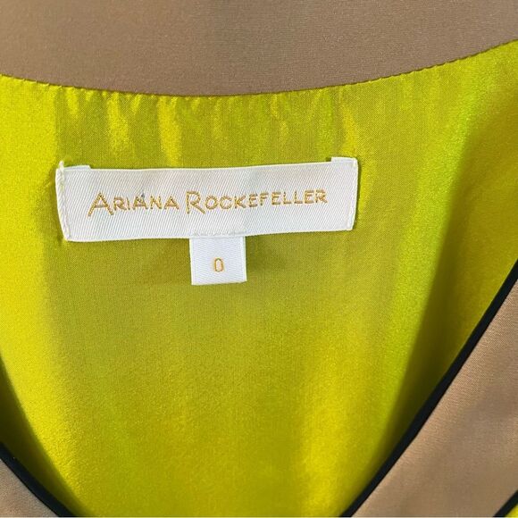 Ariana Rockefeller Silk Midi V Neck Dress in Chartreuse 0 NWOT - Picture 7 of 10